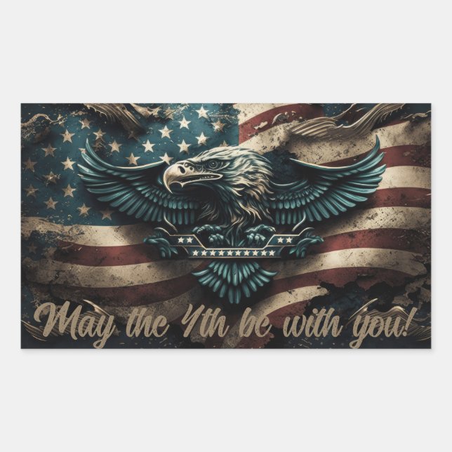 Möge der 4. sein mit dir Eagle Rechteckiger Aufkleber (Vorderseite)