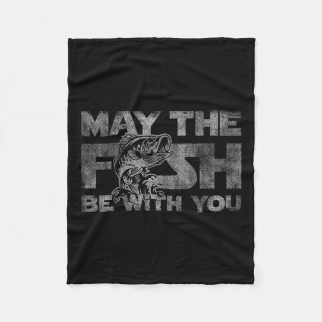 Möge der Fisch mit dir sein Funny Fishing Gif Fleecedecke (Vorderseite)