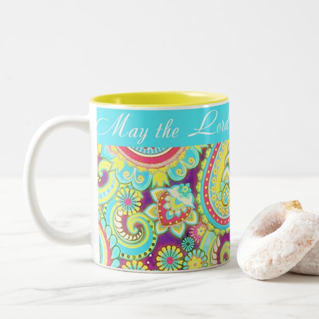 Möge der Herr euch segnen Zweifarbige Tasse (Mit Donut)