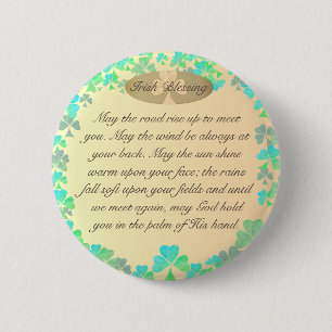 "Möge die Straße aufsteigen..." Irish Segen Klee Button