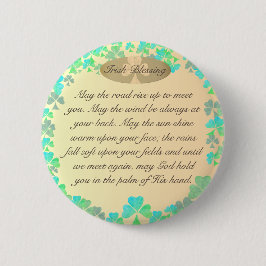 "Möge die Straße aufsteigen..." Irish Segen Kleebl Button