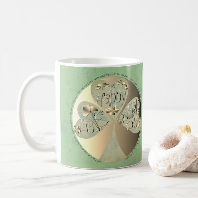"Möge die Straße steigen..." St. Patrick's Day Dan Kaffeetasse (Mit Donut)