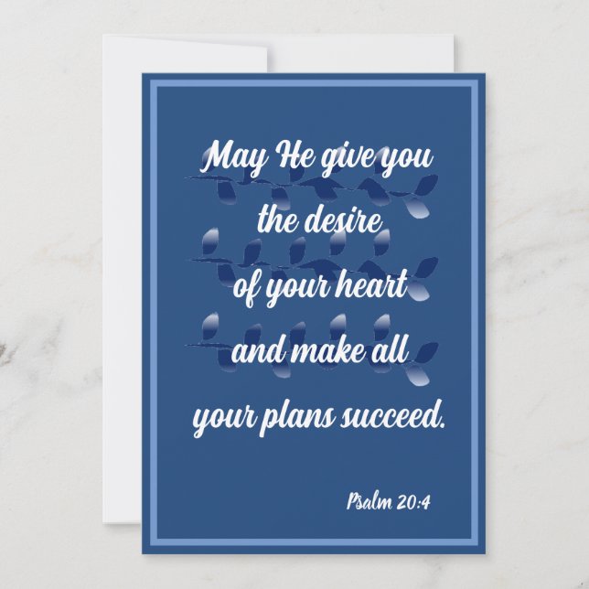 Möge Er Ihnen den Wunsch Ihrer Psalm 20:4 Karte ge (Vorderseite)