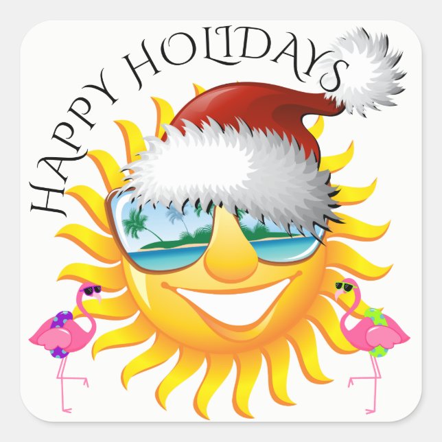 Möge Ihr Urlaub warm und beachy HolidayZDayZ Quadratischer Aufkleber (Vorderseite)