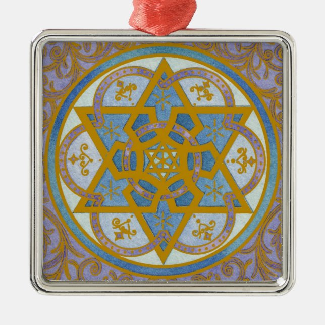 Mogen David Chanukah Verzierung Ornament Aus Metall (Vorne)