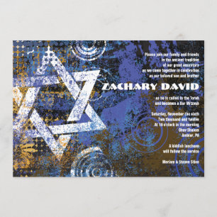 Mogen David Circular Star Bar Mitzvah Invitation