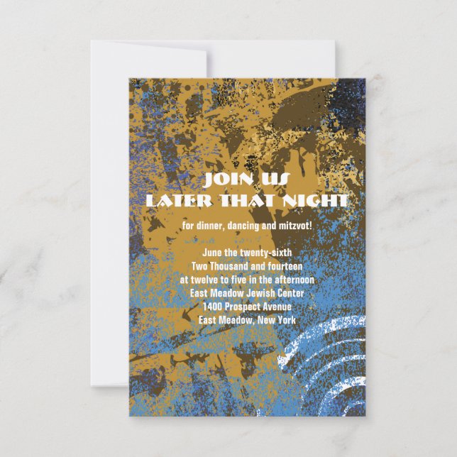 Mogen David Circular Star Bar Mitzvah Party Card Einladung (Vorderseite)