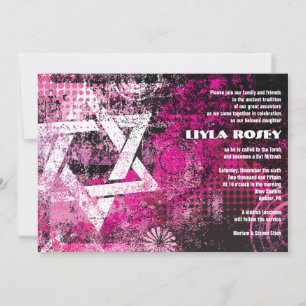 Mogen David Circular Star Bat Mitzvah Einladung