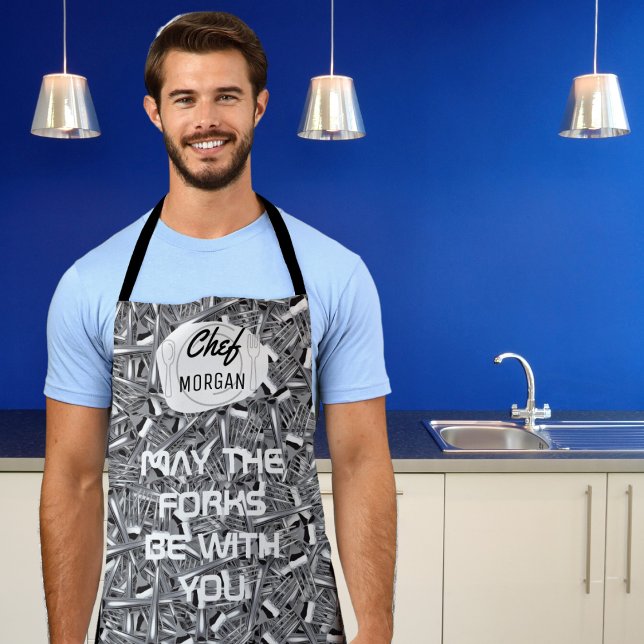 Mögen die Gabel bei dir sein Männer Schürze (Cook in style and with a sense of humor with our fun customizable apron. )