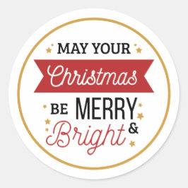 Mögen Ihre Weihnachten frohe und helle Sticker-Sie Runder Aufkleber
