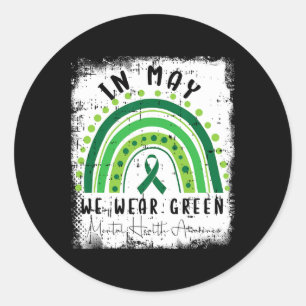 Mögen wir einen Green Mental Health Awareness Warr Runder Aufkleber