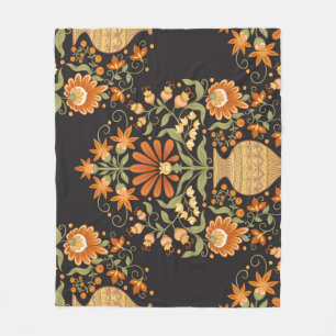 Moghul-Fantasie: Retro-Blumenopulenz Fleecedecke