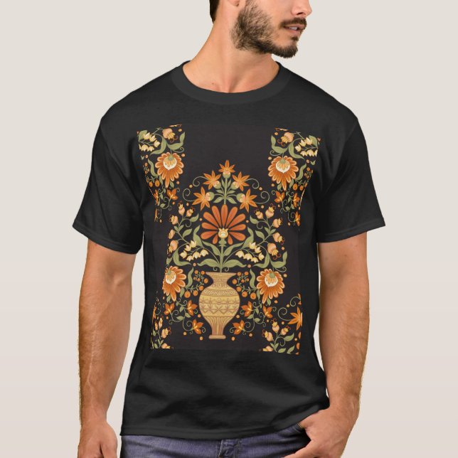 Moghul-Fantasie: Retro-Blumenopulenz T-Shirt (Vorderseite)