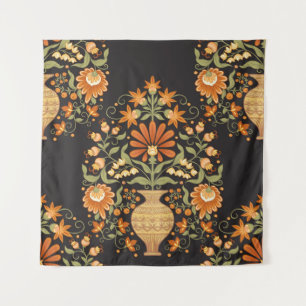 Moghul-Fantasie: Retro-Blumenopulenz Wandteppich