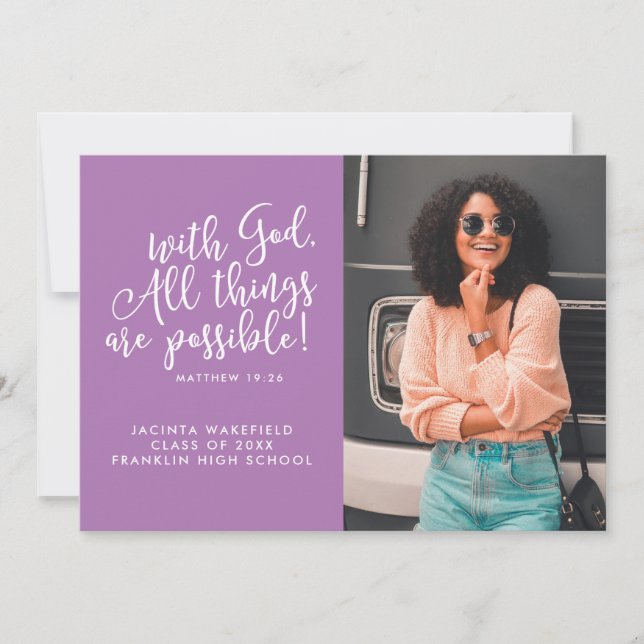 Möglich mit Gott-Schrift-Foto-Abschluss Ankündigung (Vorderseite)