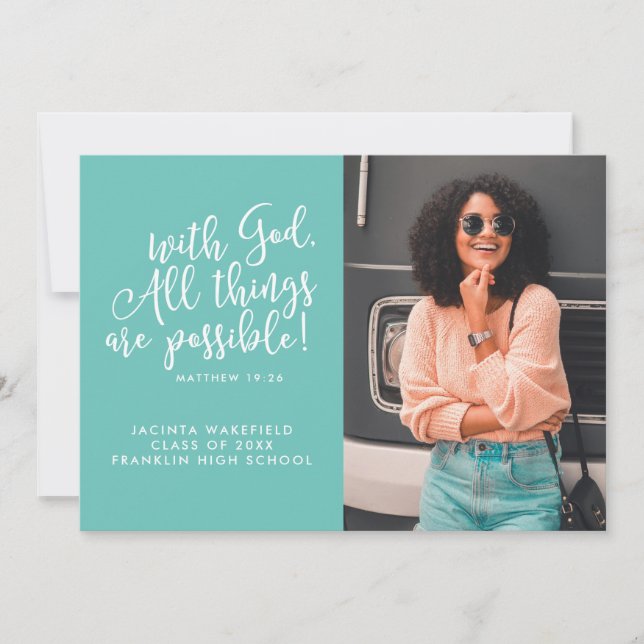 Möglich mit Gott-Schrift-Foto-Abschluss Ankündigung (Vorderseite)