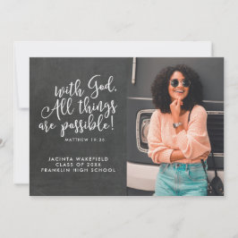 Möglich mit Gott-Schrift-Foto-Abschluss Ankündigung