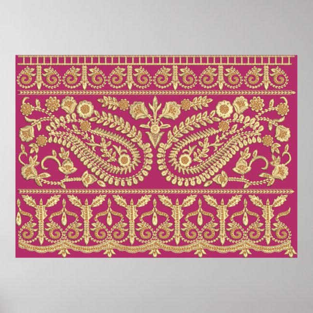 Mogulkunst. Indianisches antikes Gold b Poster (Vorne)