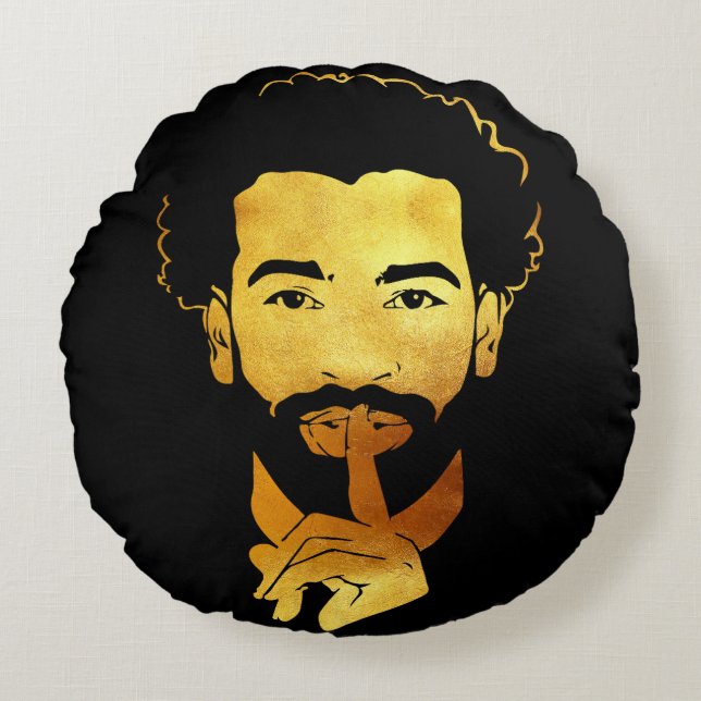 Mohamed Salah, der ägyptische König Fußball Rundes Kissen (Vorderseite)