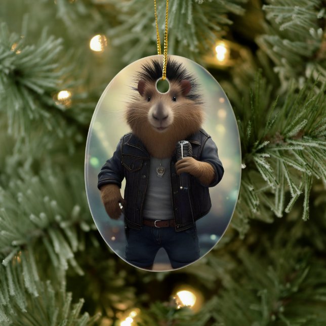 "Mohawk Capybara: Rockin' der Fluss!" Keramik Ornament (Baum)