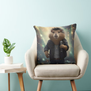 "Mohawk Capybara: Rockin' der Fluss!" Kissen