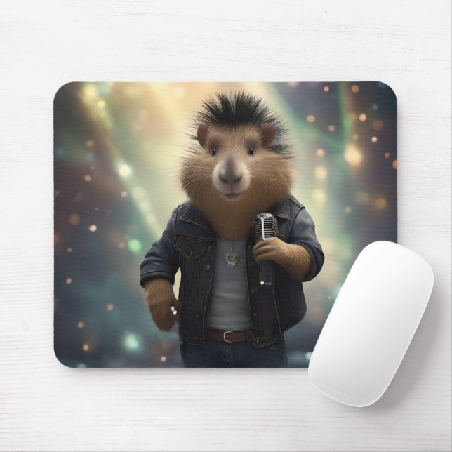 "Mohawk Capybara: Rockin' der Fluss!" Mousepad (Mit Mouse)