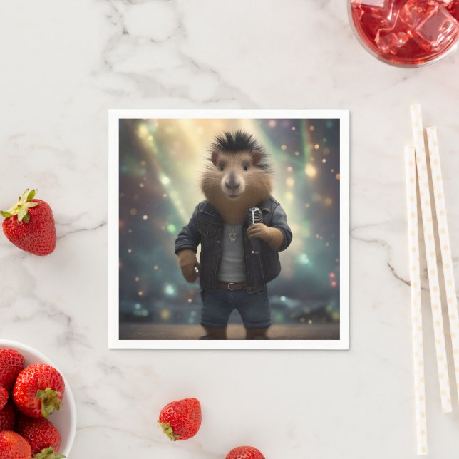 "Mohawk Capybara: Rockin' der Fluss!" Serviette (Beispiel)