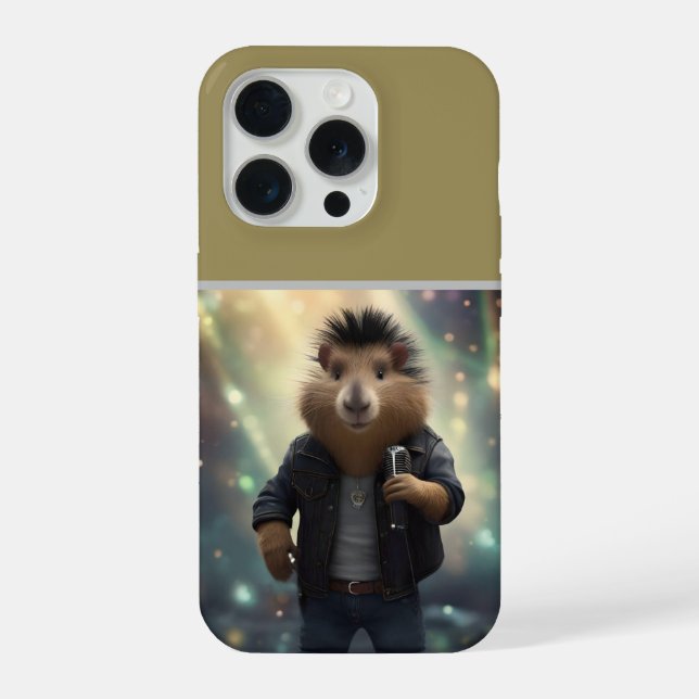 "Mohawk Capybara: Rockt den Fluss!" iPhone 15 Pro Hülle (Rückseite)