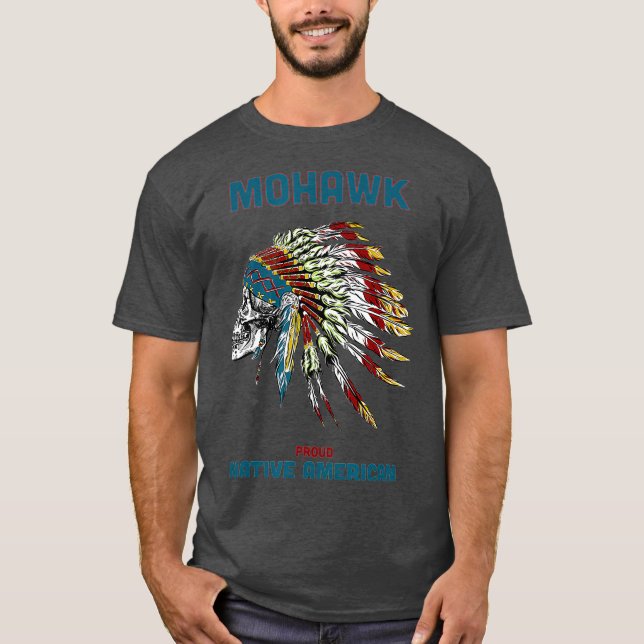 Mohawk Native Amerikanische Ureinwohner Retro Vint T-Shirt (Vorderseite)