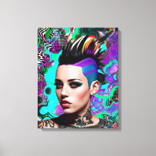 Mohawk Punk Girl Abstrakt Art Leinwanddruck