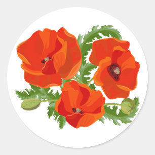 Mohn 3,5 runder aufkleber