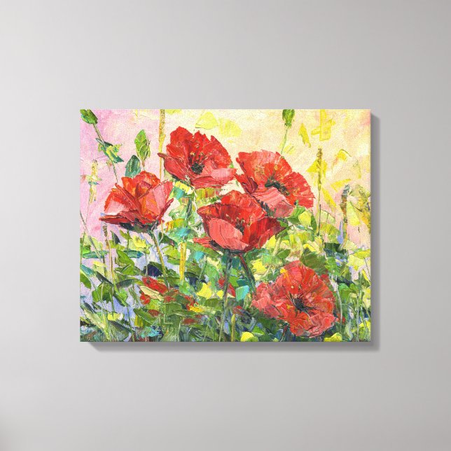 Mohn, abstrakte Blume, moderne Malerei, Leinwand (Vorderseite)