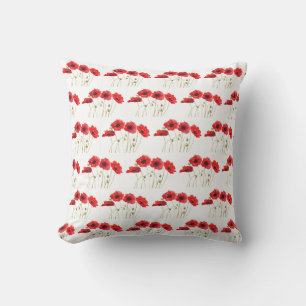 Mohn Aquarell rote Blumen Blumen Wildblumen Kissen