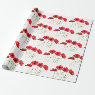 Mohn Aquarell rote Blumen Blumen wilde Blumen Geschenkpapier