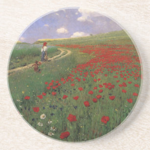 Mohn auf dem Feld SZINYEI MERSE, Pál rote Blume Sandstein Untersetzer