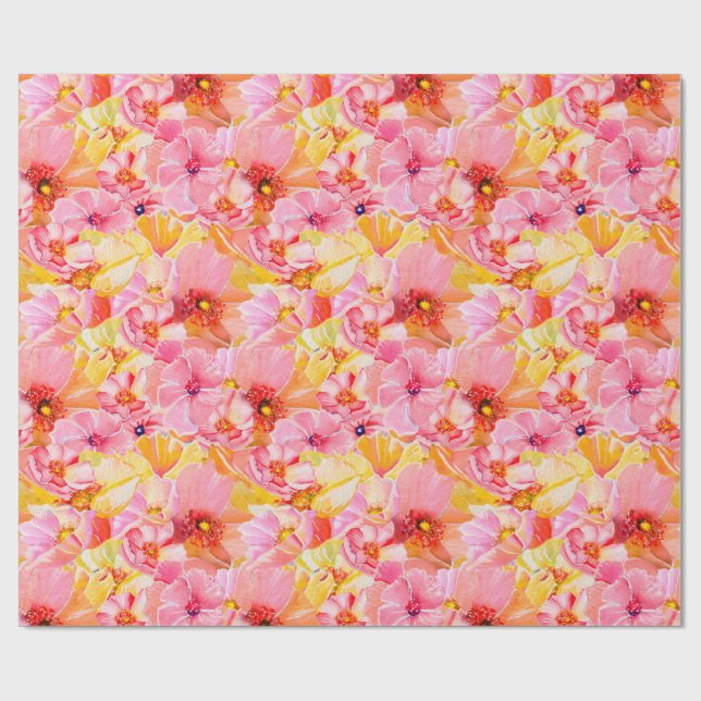 Mohn auf Mohn Geschenkpapier (Flach)