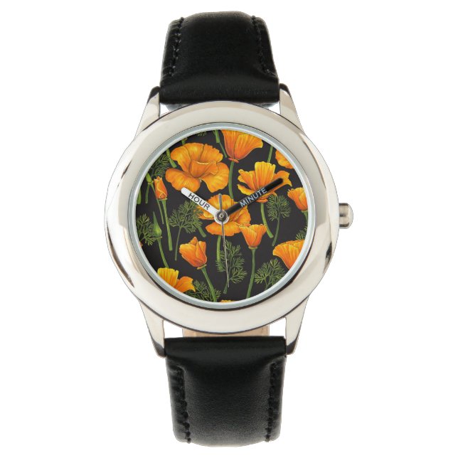 Mohn aus Kalifornien Armbanduhr (Vorderseite)