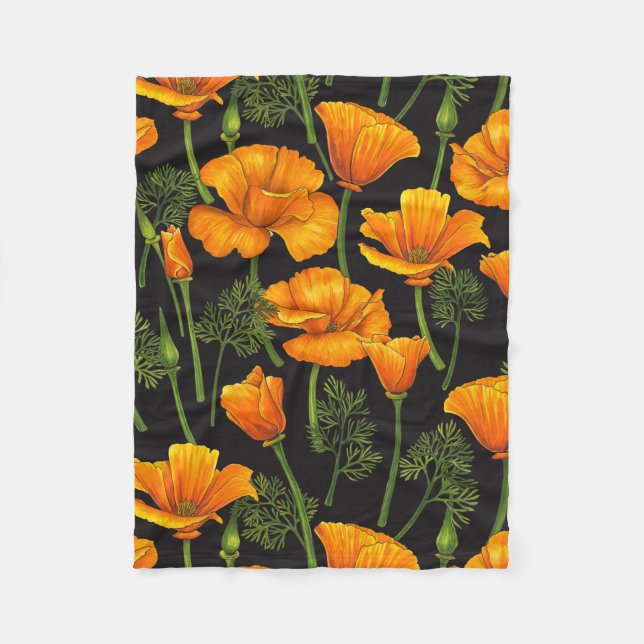 Mohn aus Kalifornien Fleecedecke (Vorderseite)