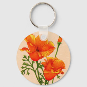 Mohn aus Kalifornien in Orange Schlüsselanhänger
