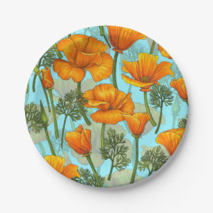 Mohn aus Kalifornien Pappteller