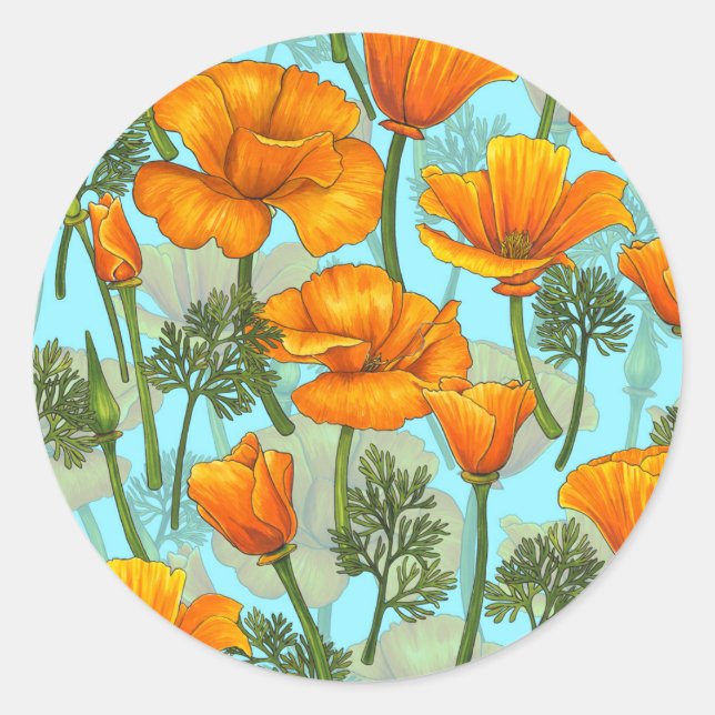 Mohn aus Kalifornien Runder Aufkleber (Vorderseite)