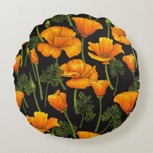 Mohn aus Kalifornien Rundes Kissen