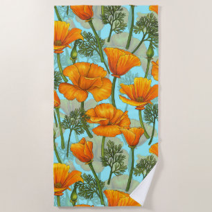 Mohn aus Kalifornien Strandtuch