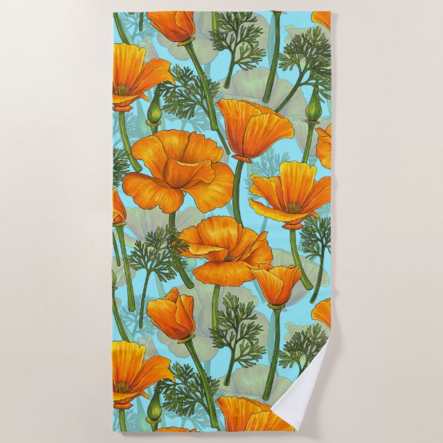 Mohn aus Kalifornien Strandtuch (Vorderseite)
