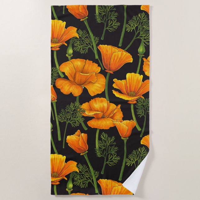Mohn aus Kalifornien Strandtuch (Vorderseite)