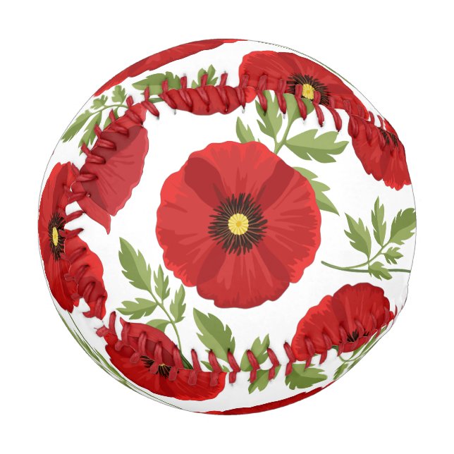 Mohn blüht fröhlich Sommer Blume Baseball (Vorderseite Links)