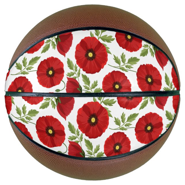 Mohn blüht fröhlich Sommer Blume Basketball (Vorderseite)