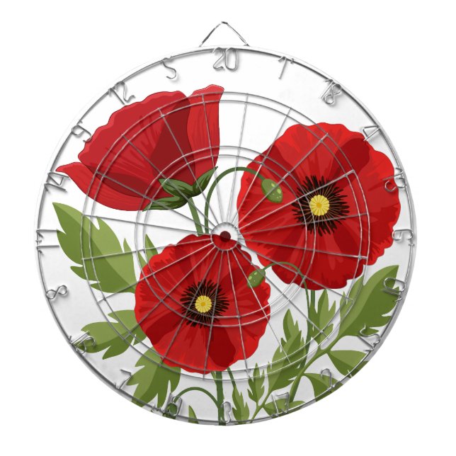 Mohn blüht fröhlich Sommer Blume Dartscheibe (vorne)