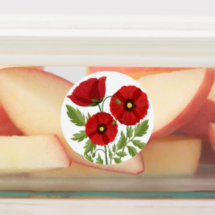 Mohn blüht fröhlich Sommer Blume Etiketten
