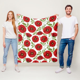 Mohn blüht fröhlich Sommer Blume Fleecedecke